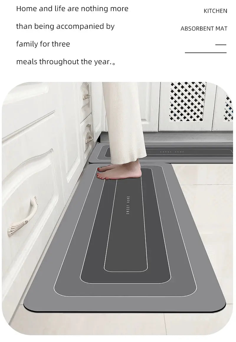 1pc kitchen floor mat, Simples Market, gray diatomite, waterproof and anti-skid.