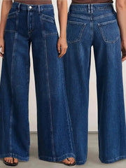Women's Deep Blue Wide Leg Jeans For Comfort And Versatility