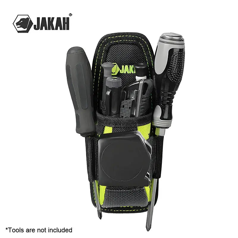 JAKAH small tool holder pouch with knife/multi-tool pockets in black and neon green HL058