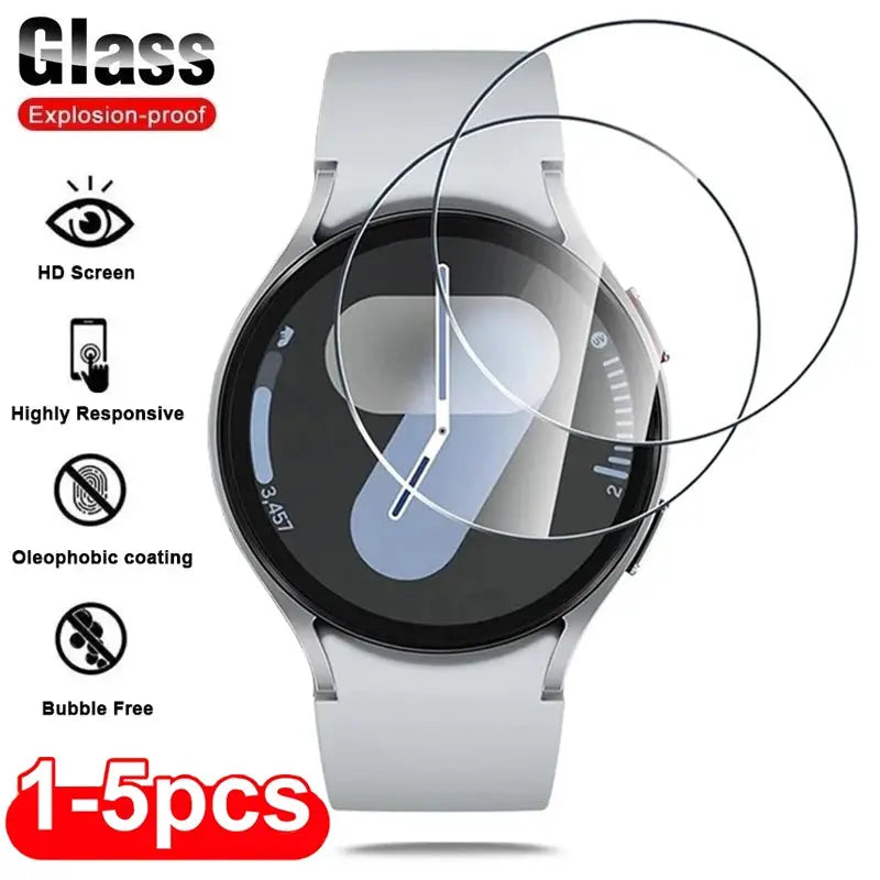 Glass screen protector for Samsung Galaxy Watch series (40–47mm), Simples Market, 1–5pcs, oleophobic, bubble-free