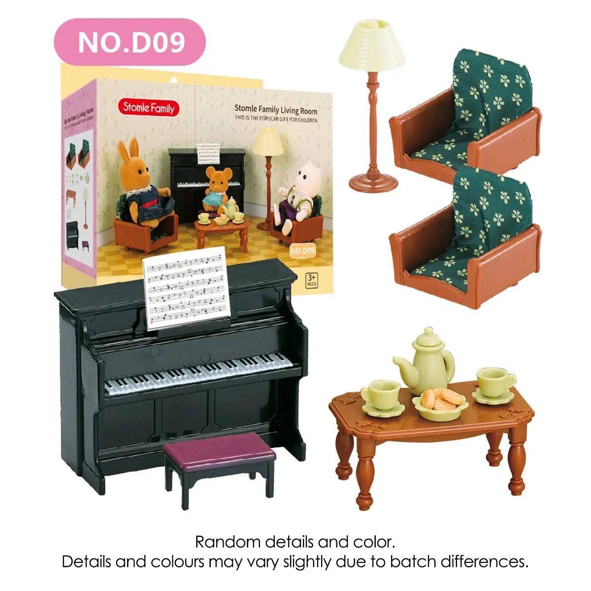 1:12 Scale Miniature Furniture Set Forest Family Kitchen Dining Table Dollhouse Accessories Pretend Play Gift for Girls