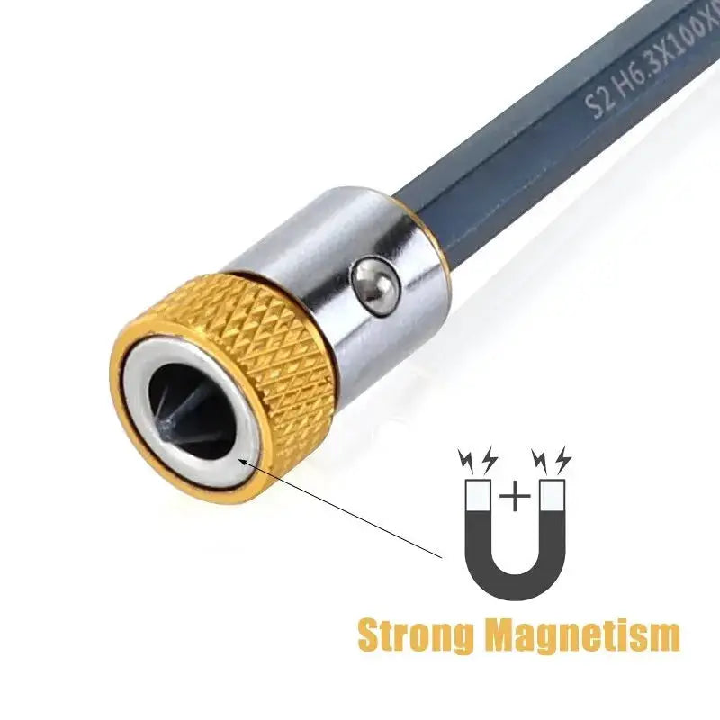 3Pc Universal Quarter Inch Batch Head Magnetic Coil Screwdriver Accessories Set With Colored Magnetizers