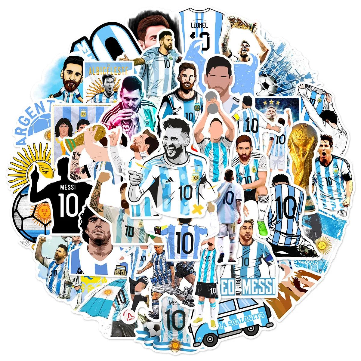Lionel Messi Graffiti Sticker Pack 50Pcs For Helmet Laptop Wall Decor