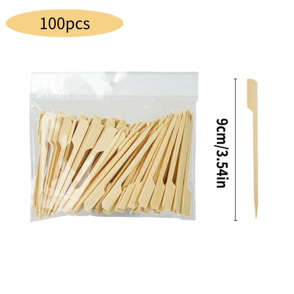100 Pcs Natural Bamboo Skewers Disposable BBQ Sticks For Kabob Fruit Cocktail Camping Party Grilling Tools