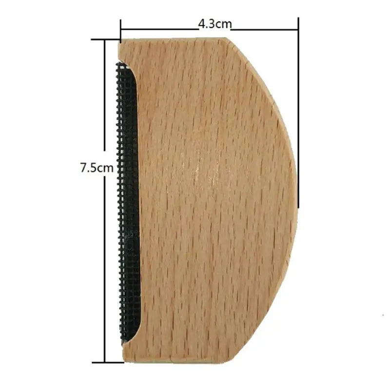 Simples Market wooden sweater lint remover comb; compact handheld fabric shaver with black lint strip
