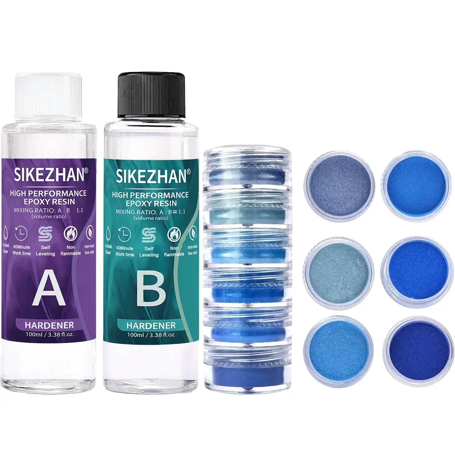 Crystal Clear Epoxy Resin Kit With Six Color Mica Powder And AB Glue For DIY Jewelry Making Nail Art Soap Casting Crafts