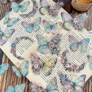 30 Pcs Butterfly and Flower Themed DIY Decorative Sticker Pack for Scrapbooks Journals Planners Labels