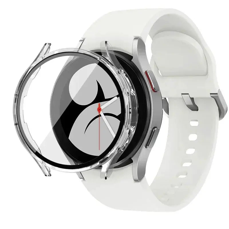 Simples Market matte hard PC case with tempered glass protector for Samsung Galaxy Watch 7/6/5/4 40/44mm, transparent bumper