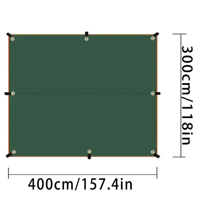 Simples Market Ultra light canvas garden canopy sunshade, green fabric with grommets, 400cm x 300cm