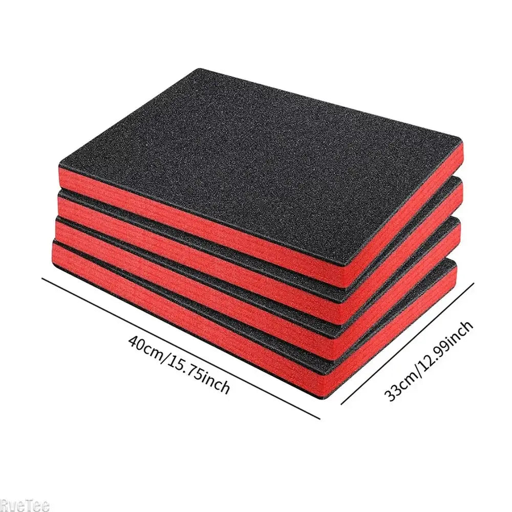Simples Market 4-pack foam toolbox inserts, black with red edges, stacked, 40×33 cm
