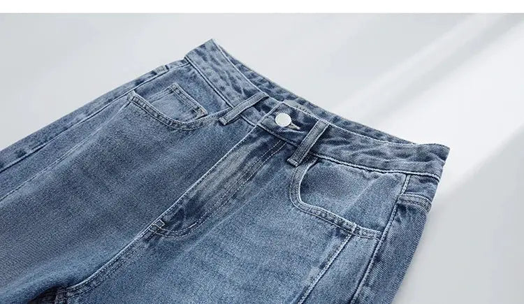 Amii Minimalism Vintage Denim Jeans Women Loose Wide Leg Autumn Pants