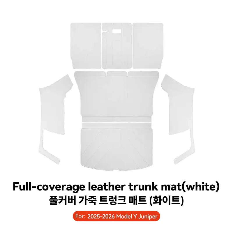 Trunk mat set, white leather for Tesla Model Y 2021–2026 by Simples Market, full-coverage, waterproof, non-slip