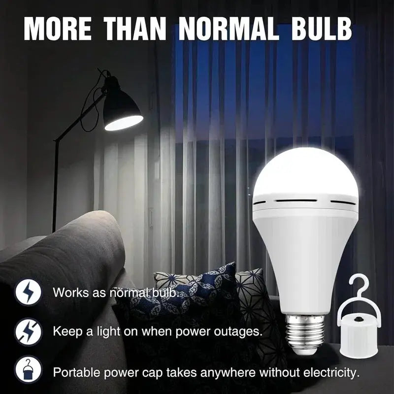 LED Rechargeable Light Bulb 7W 9W 12W 15W Emergency Portable Hanging Camping Lamp for Tent Home Power Outage Porch