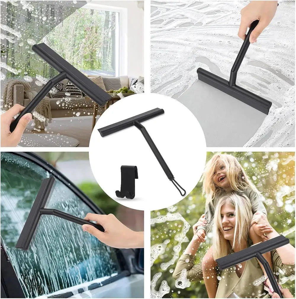 Matte Black Silicone Squeegee by Simples Market for glass shower doors, mirrors, tiles, and car windows.