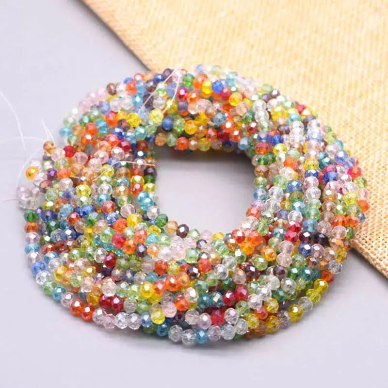 Yanqi Rondelle Crystal Beads 2mm 3mm 4mm Faceted Round Glass Beads for Jewelry Making DIY Spacer Beads