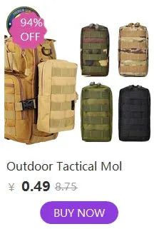 Set of 5 tactical nylon pouches in tan, green, khaki, olive, and black with MOLLE straps