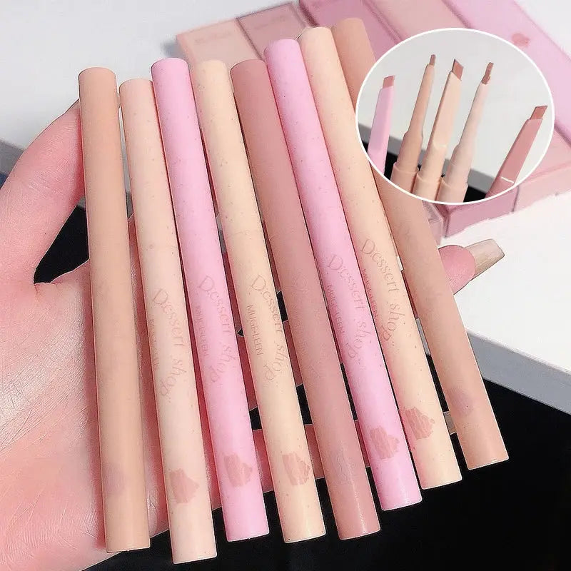 Dessert Lip Liner Automatic Rotating Waterproof Long Lasting No Color Outline Lip Liner Pen For Precise Lip Definition