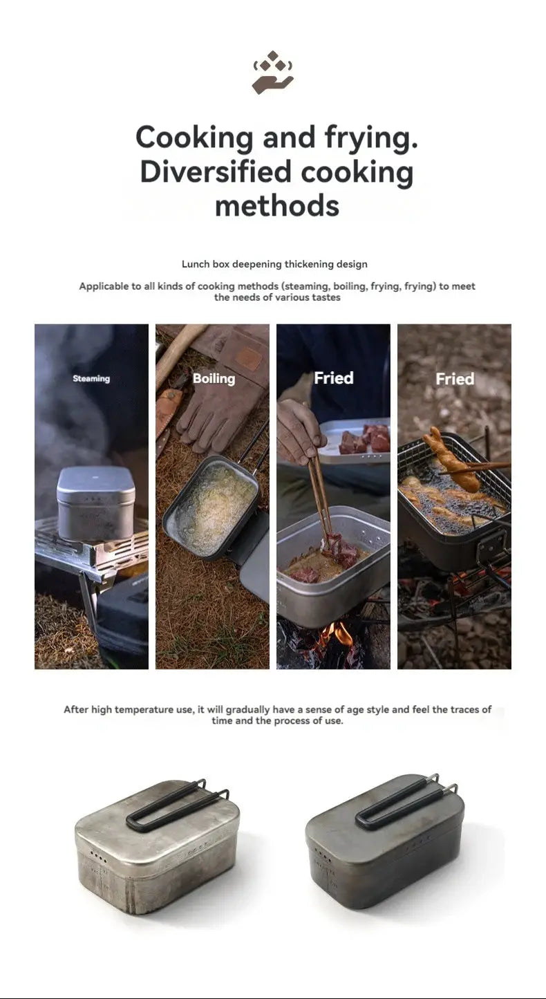 CAMPINGMOON aluminum oxide portable lunch box set by Simples Market, open-flame heated for outdoor camping (2-pack)