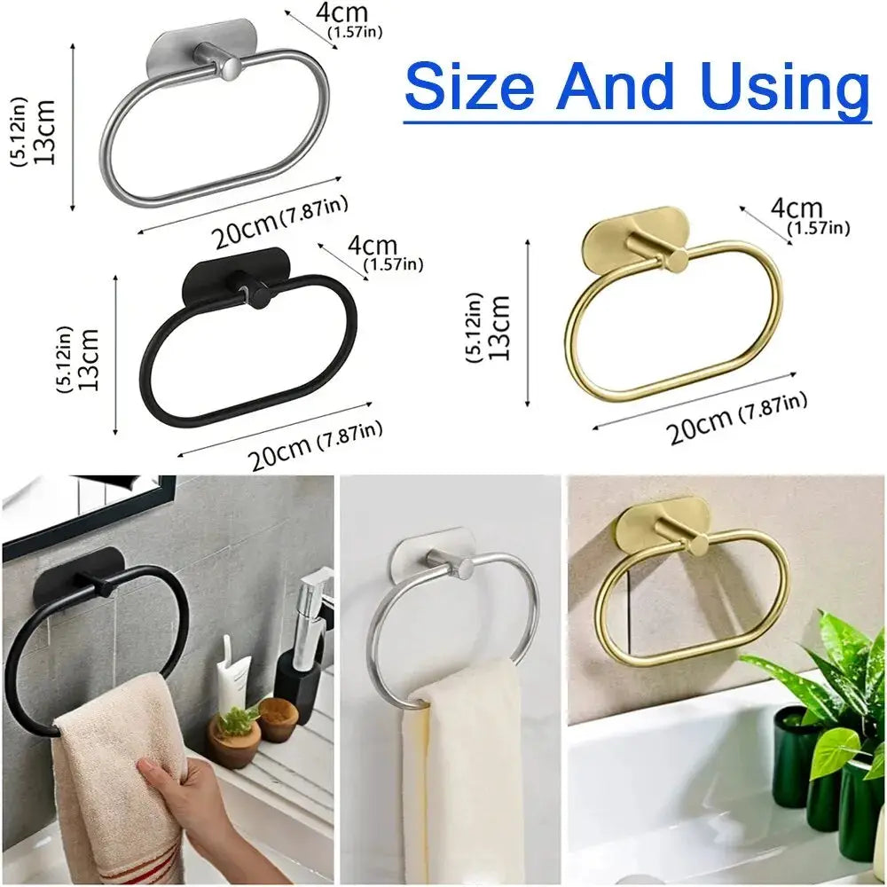 Stainless Steel Self Adhesive Towel Holder Rack for Bathroom Kitchen