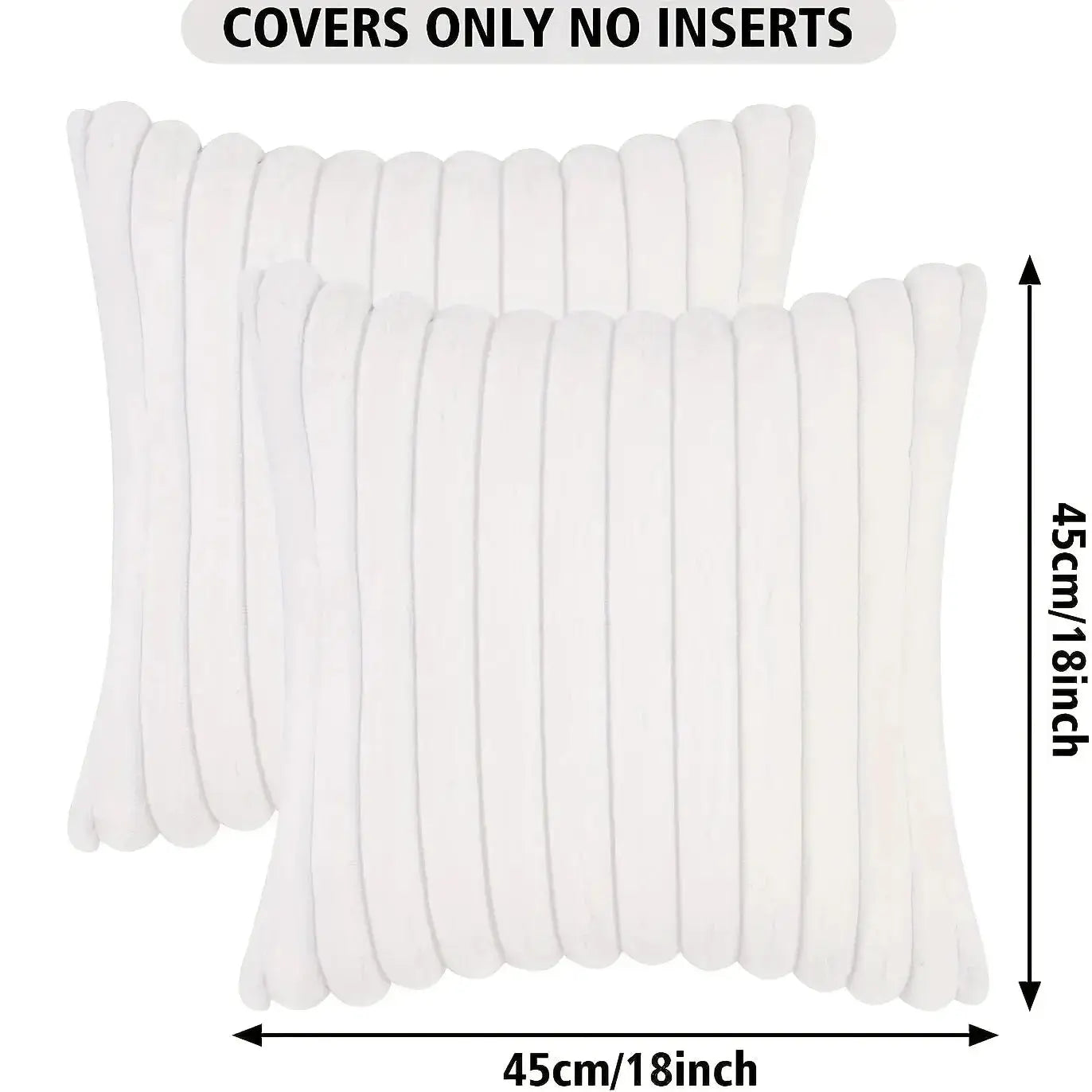 Simples Market white stripe corduroy pillow case, 45cm square, covers only.