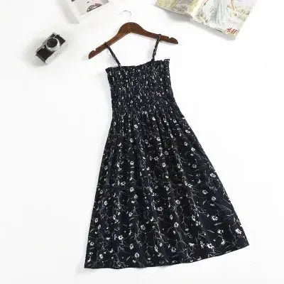 Summer Chiffon Camisole Dress For Women Elastic Waist Spaghetti Straps