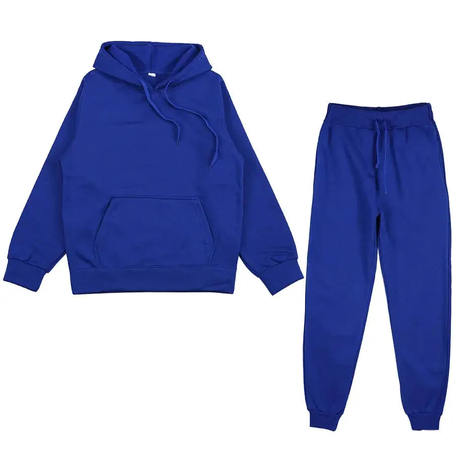 Men's Autumn and Winter New Solid Color Hoodie+pants Two-piece Set Fashionable Casual Sports Set Size S-3XL