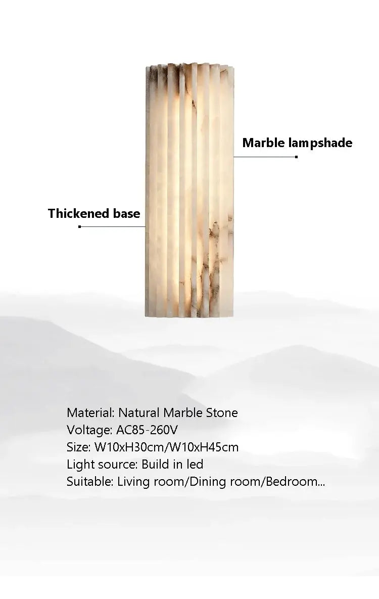 Marble wall lamp by Simples Market; natural ribbed marble with built-in LED for a modern Italian minimalist look.