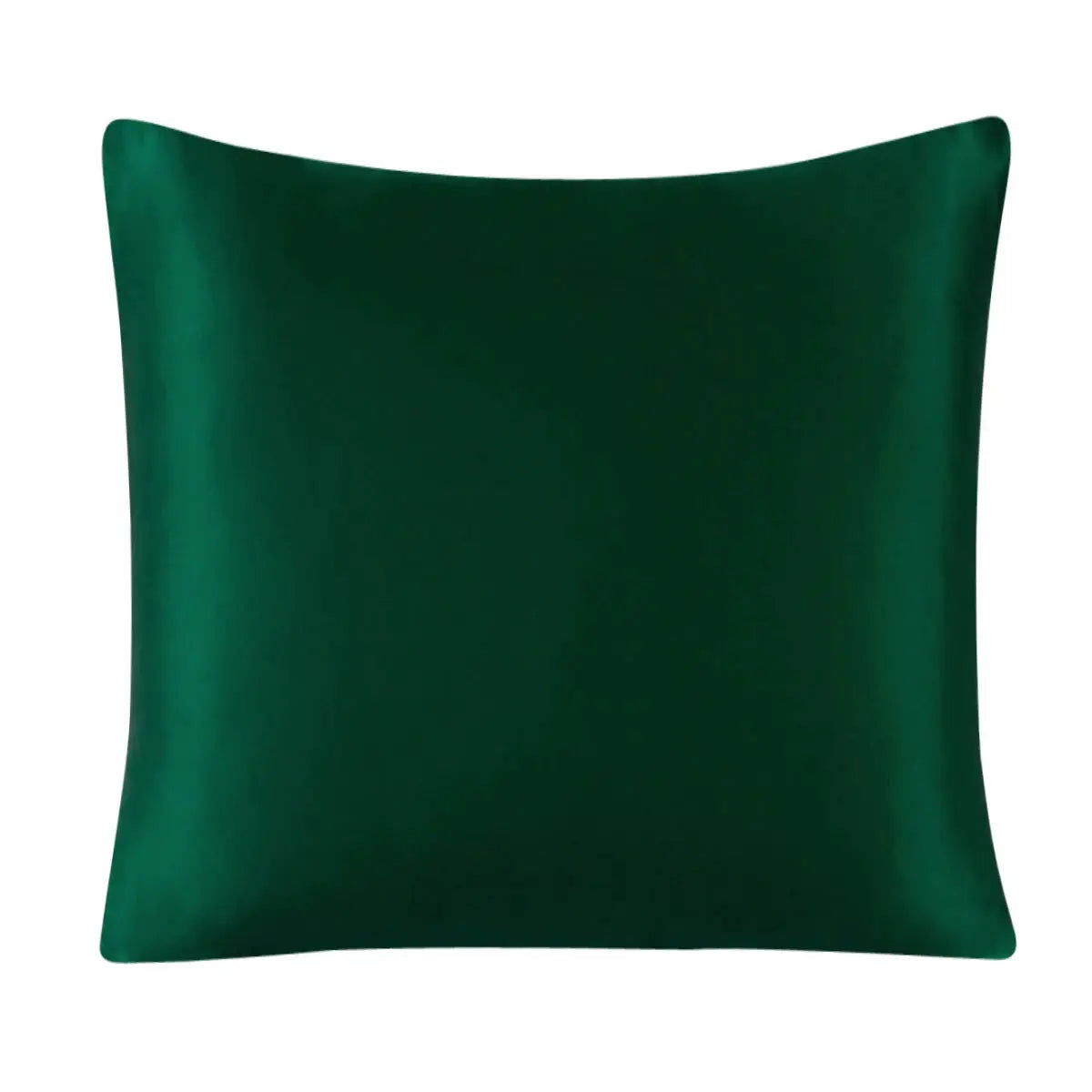 Silk cushion pillow cover in emerald green, square, with zipper