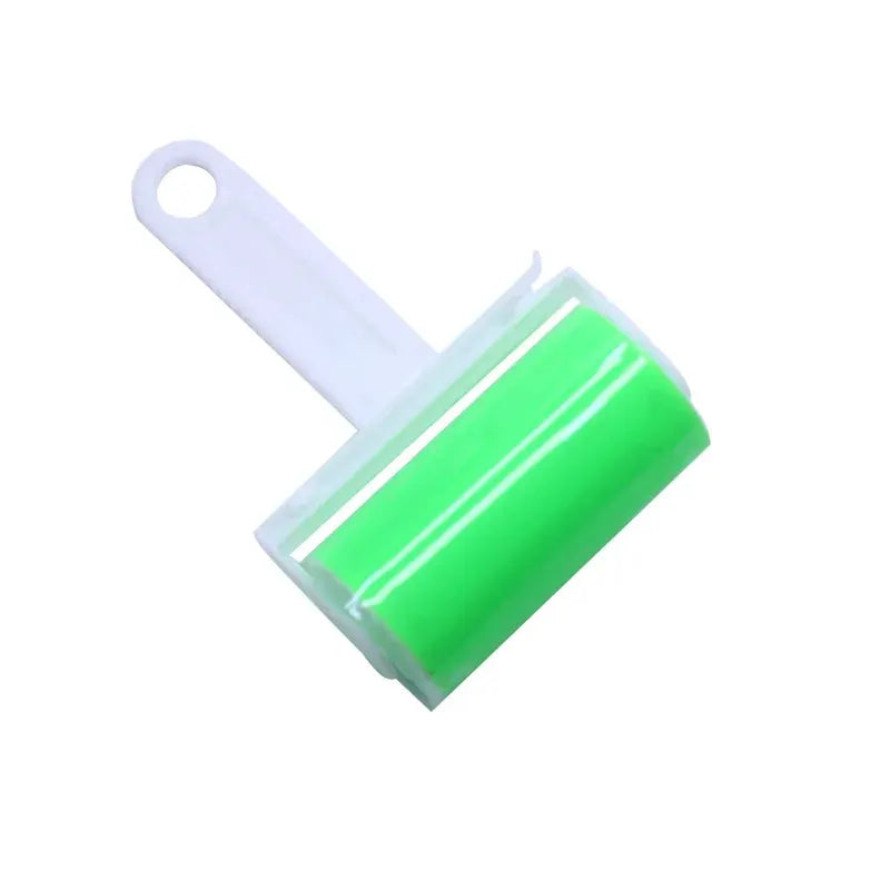 Simples Market sticky roller; green reusable pet hair remover with white handle