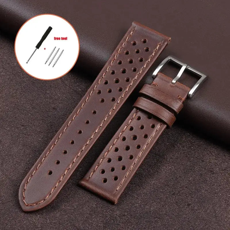 EraCraft Vintage Genuine Leather Watch Strap 18mm 20mm 22mm Universal Fit Breathable Cowhide Comfort