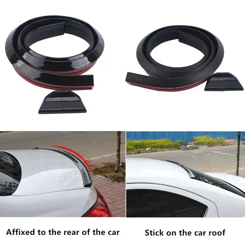 Simples Market 1.5M carbon fiber spoiler kit, universal DIY rear/roof trim with red edge; includes two circular trims.