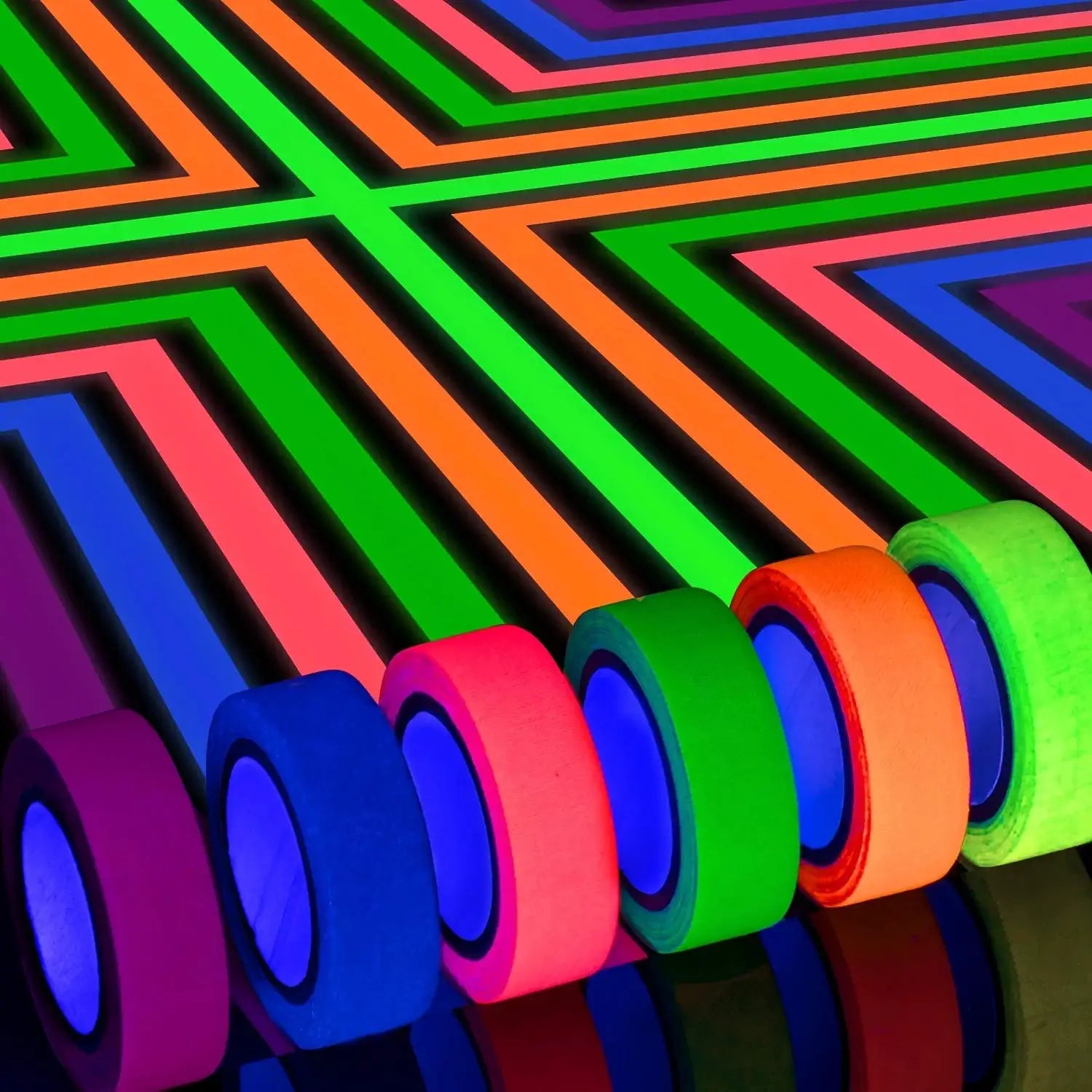 6 Rolls Neon Gaffer Cloth Tape Fluorescent UV Blacklight Glow In The Dark For UV Party Craft Projects Gift Pack