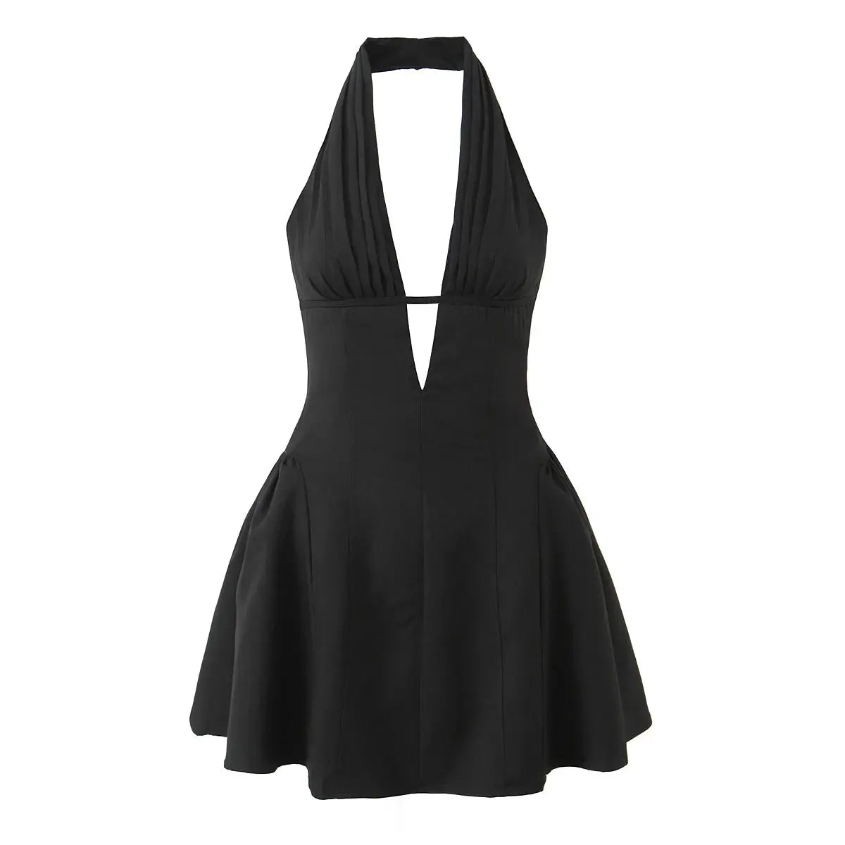Yenkye French Style Retro Polka Dot Halter Dress Women Backless A Line
