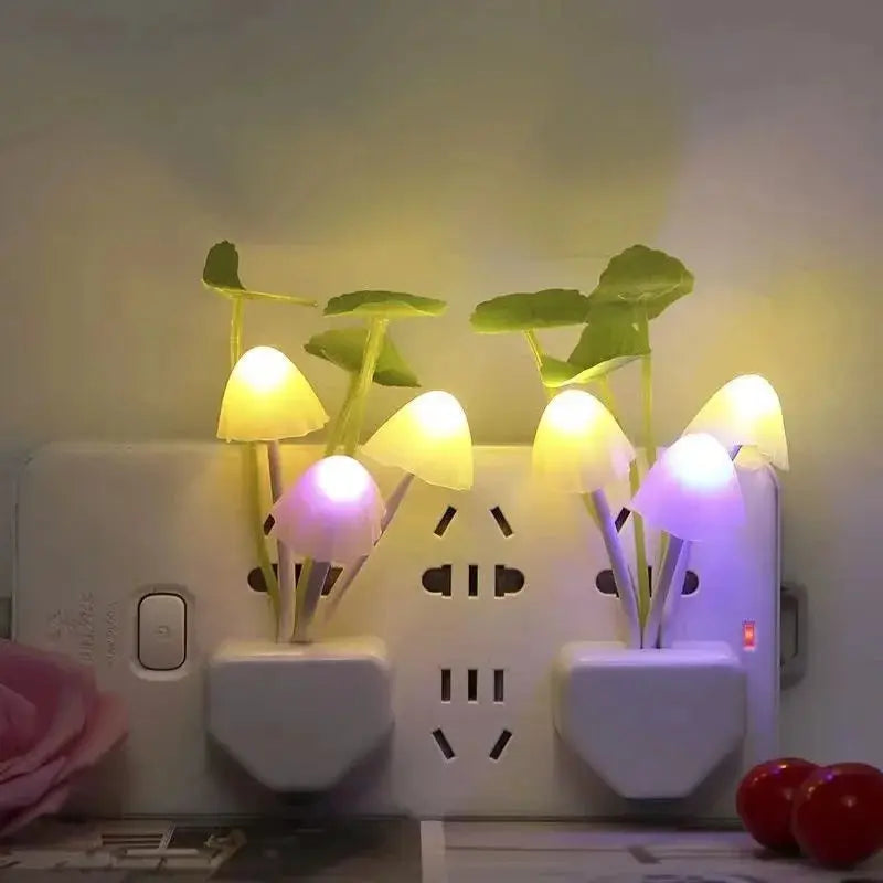 Lumina Mushroom Night Light With Auto Sensor 3 Color LED Lamp For EU And US 220V Plugs