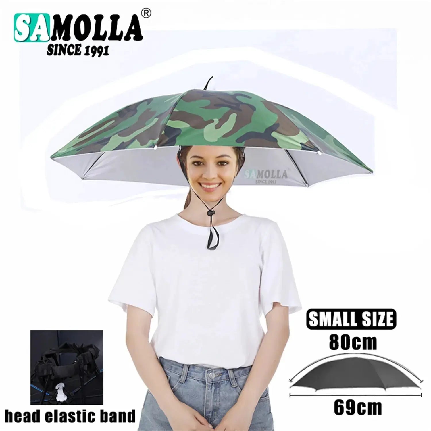 Foldable Rain Umbrella Hat With Sun Shade And Double Layer UV Protection Waterproof For Fishing Beach Hiking