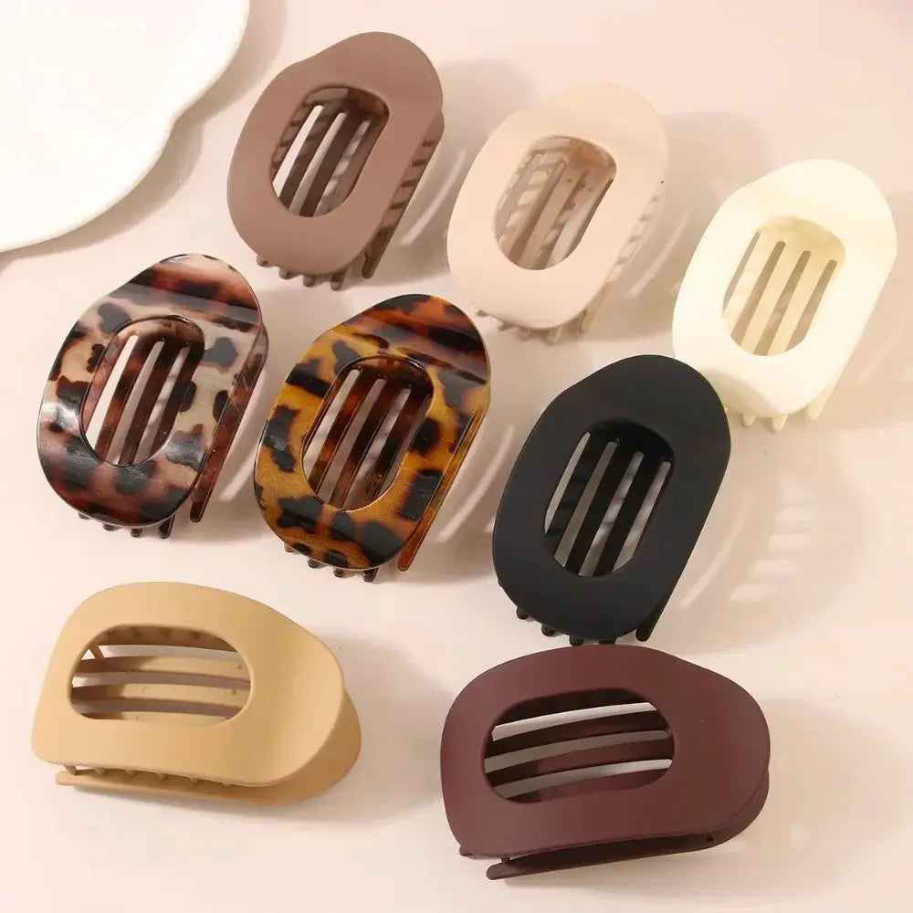 LuxeHair Oval Leopard Hair Claw Clip Curved Matte Acrylic For Secure All Day Hair Styling