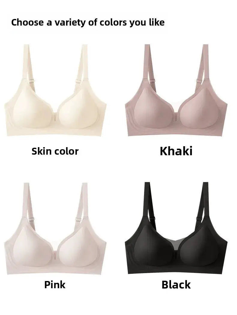 Simples Market S-XL Plus Size Seamless Beauty Back One-Piece Wireless Push-Up Bra with Rear Hook in 4 colors: skin, khaki, pink, black