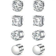 1 Pair Crystal Strong Magnetic Ear Stud Clip Earrings For Men Women Punk Round Zircon Magnet Non Piercing Jewelry