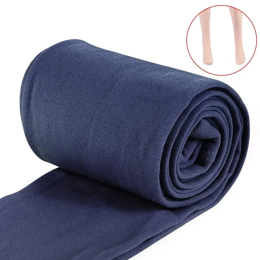 Thermal slim leggings navy blue, fluffy lined, stretchy winter tights