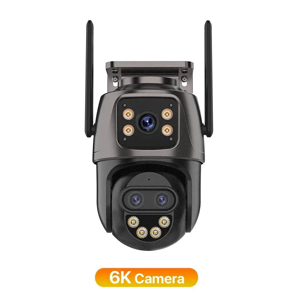 IP Camera 6K outdoor WiFi security camera by Simples Market with dual-lens dome and antennas