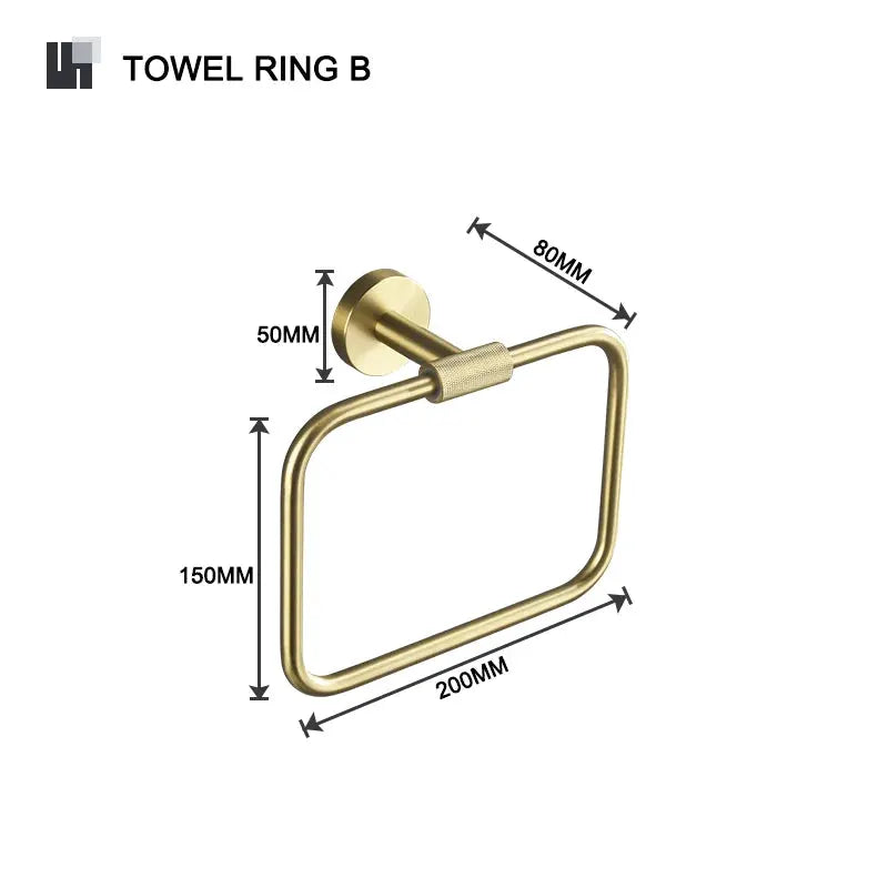 Brushed gold knurled brass towel ring by Simples Market, wall-mounted