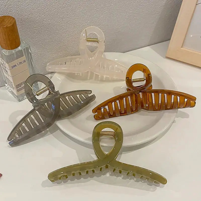 Morandi Korea Jelly Color Hair Claw Clip Large Cross Shark Clip For All Day Secure Hold