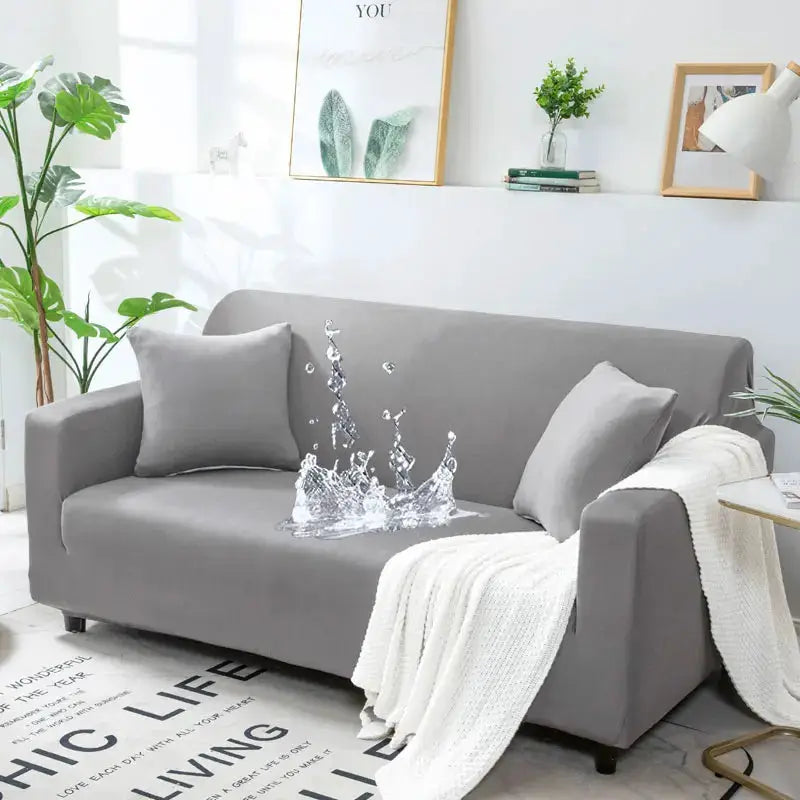 Simples Market waterproof L-shaped sofa slipcover in grey stretch fabric for 1–4 seats