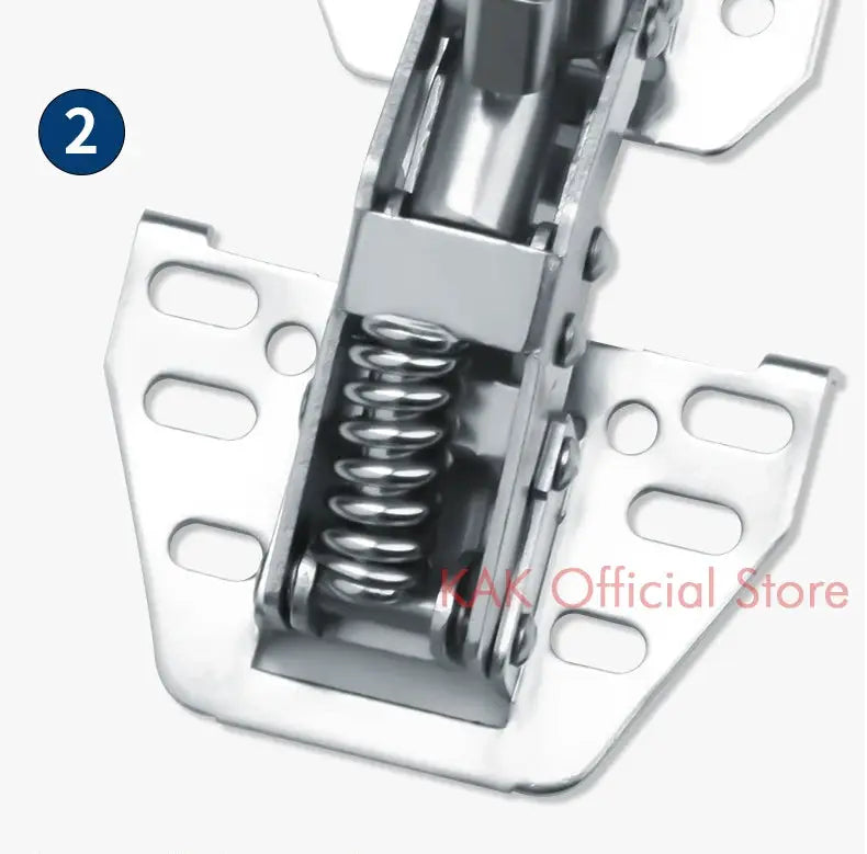 KAK hydraulic cabinet hinge with soft-close damper, chrome-plated metal finish.