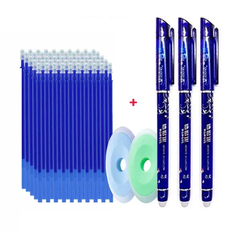 Simples Market 55pcs blue erasable gel pen set with 0.5mm tips and refills