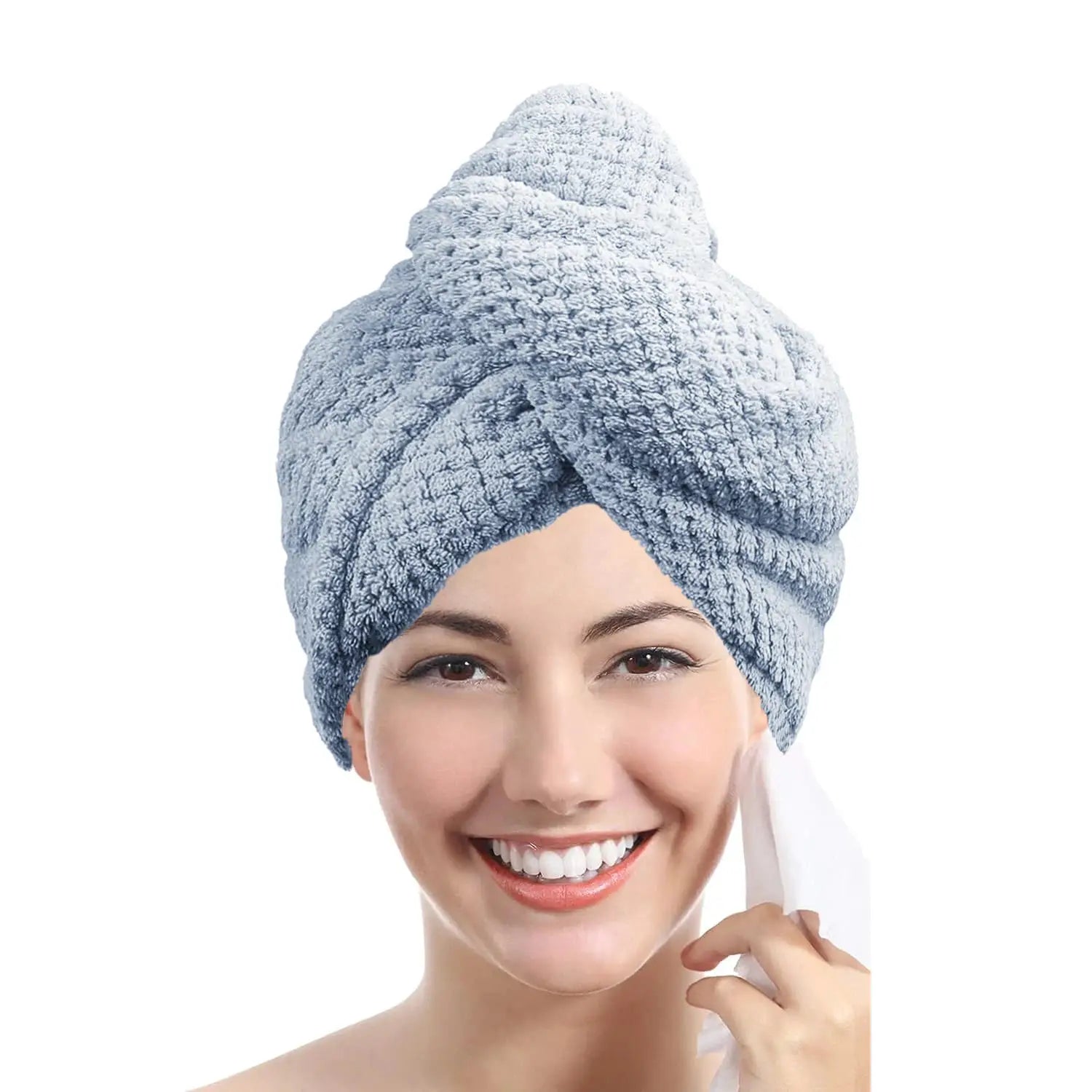 SilkNest Textured Dry Hair Cap Towel Wrap Absorbent Polyester And Polyamide Quick Dry For Secure Coverage