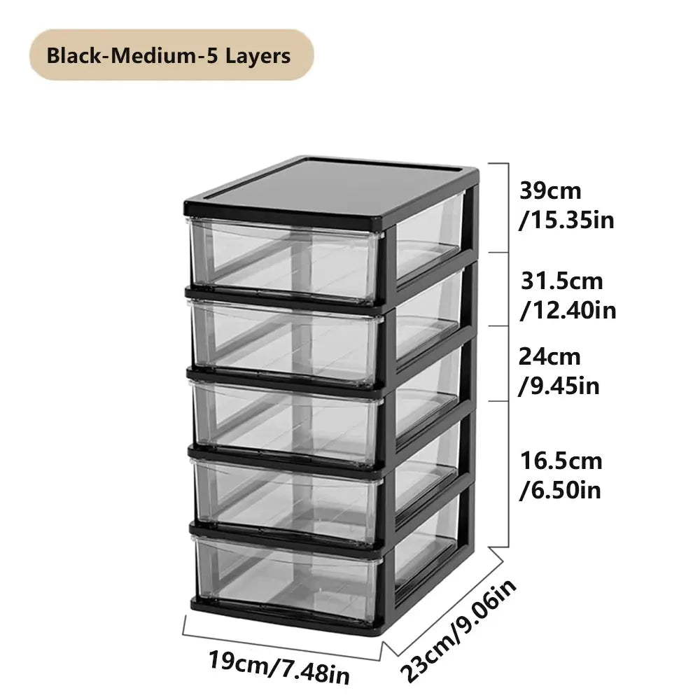 Clear Desktop Storage Box With Drawer Heightened Table Organizer Plastic Office Cabinet For Stationery Cosmetics