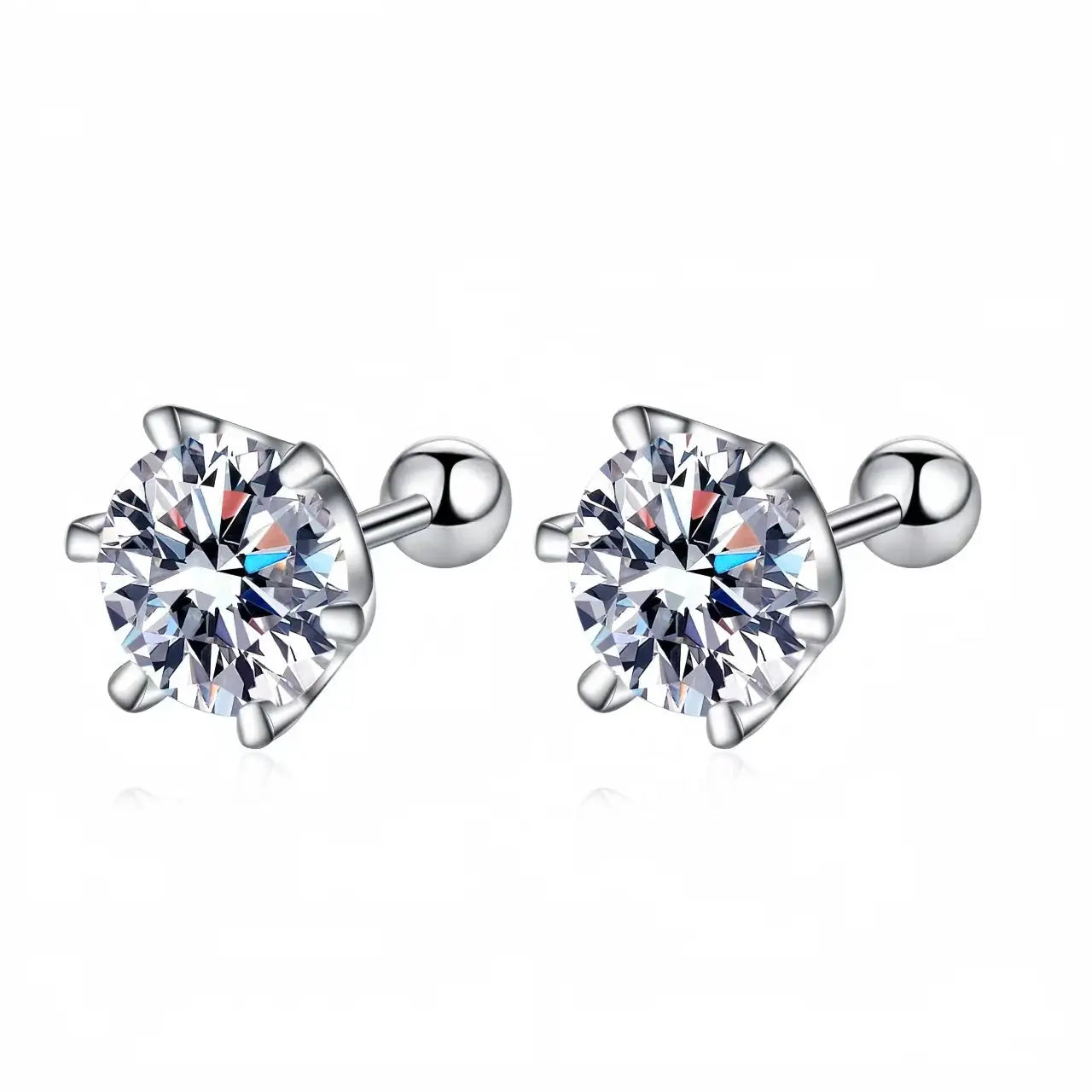 Moissanite Screw Back Stud Earrings D Color 925 Sterling Silver 6 Prong Setting For Women Wedding Fine Jewelry