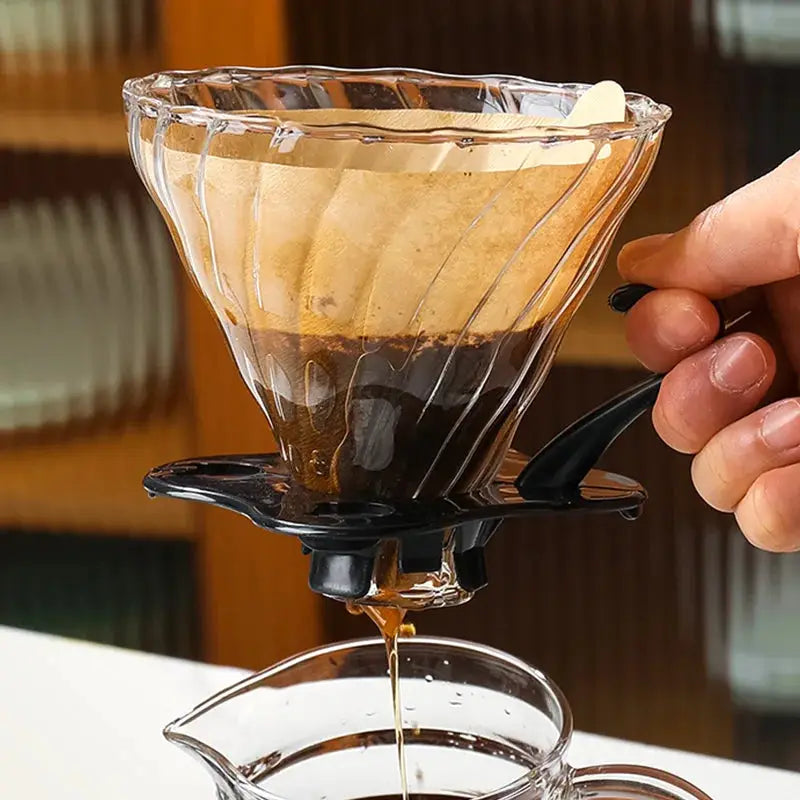 Handmade Glass Coffee Carafe With Filter Set For Pour Over Coffee Pot Tea Brewing Server Includes Coffee Extraction Cup