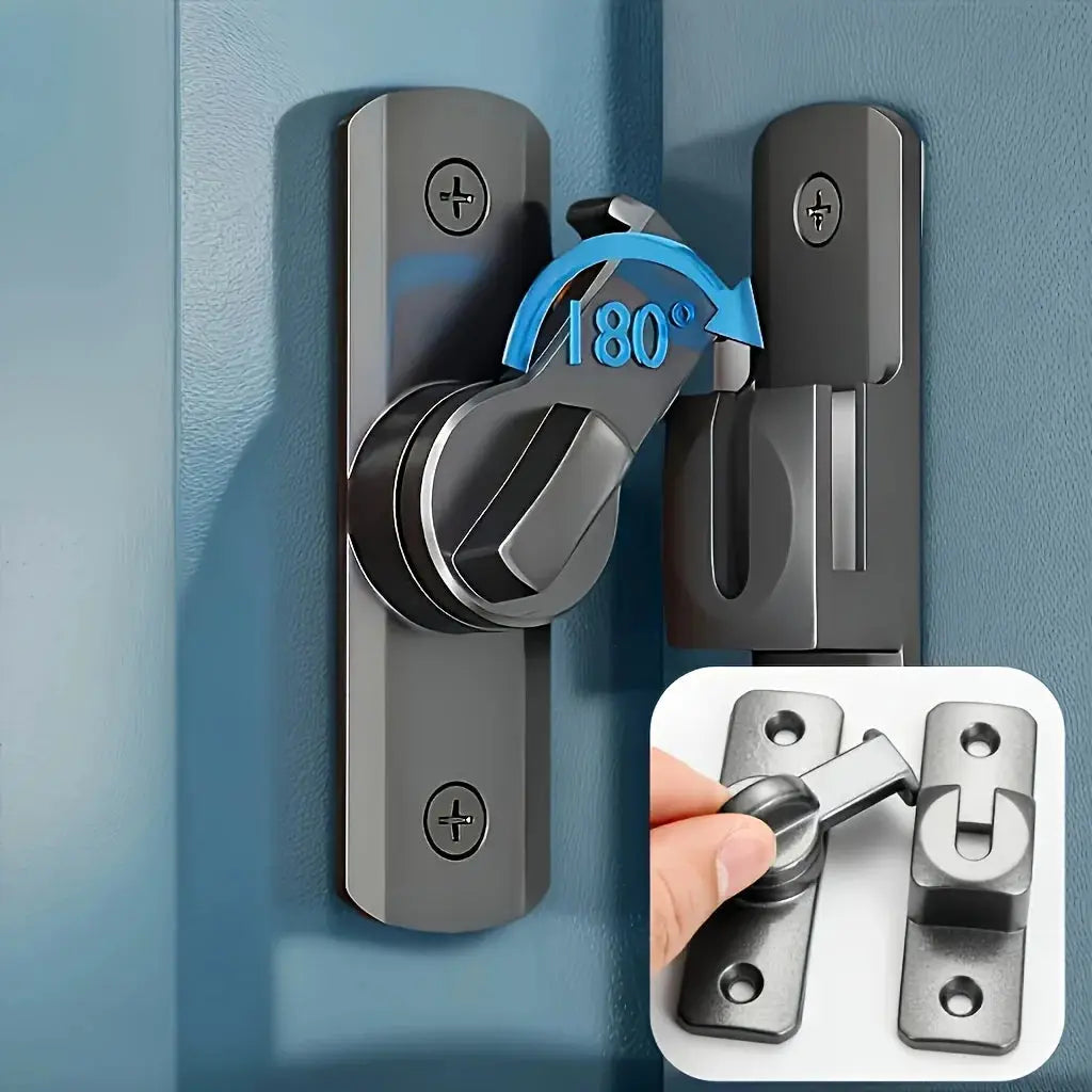 Simples Market anti-theft door lock, black heavy-duty keyless entry with 90°/180° adjustable sliding pin.